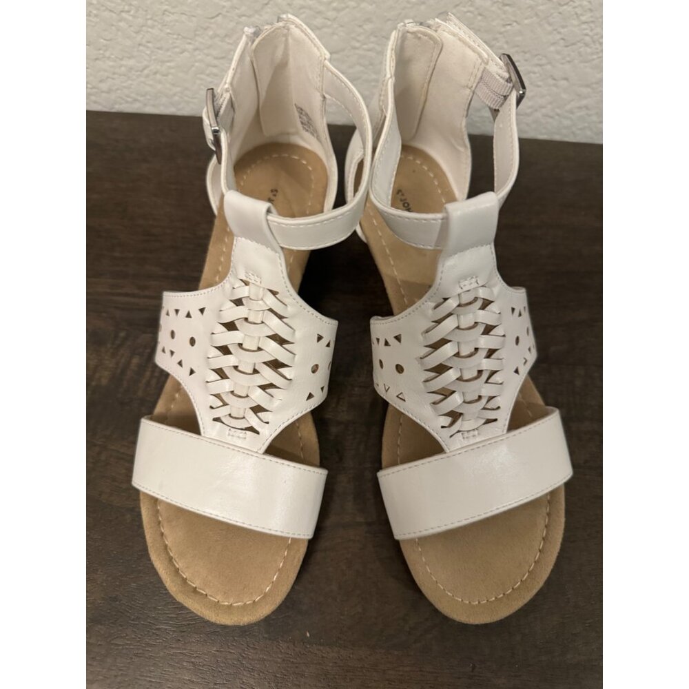 Women St John's Bay White Noreen Flex Form Gladiator Sandals - Size 6.5 - Picture 3 of 6